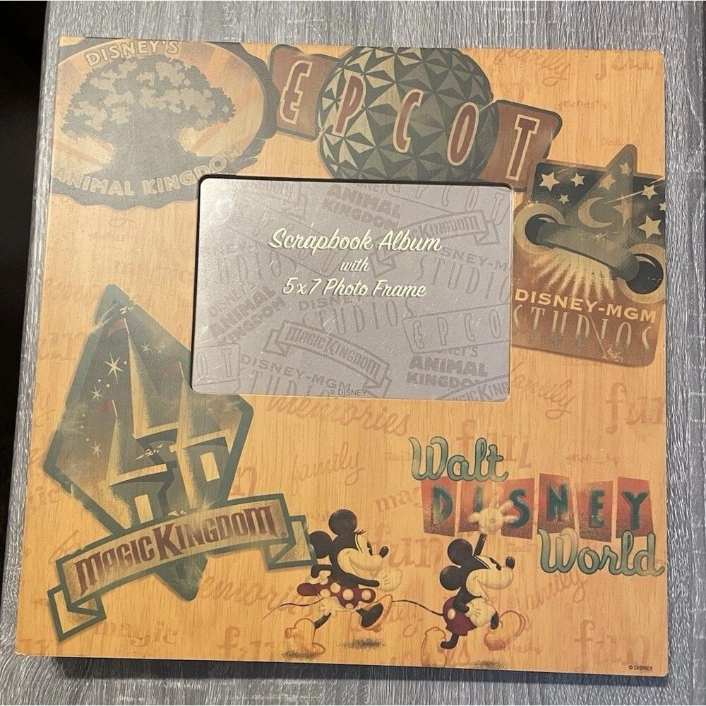 Walt Disney World Park Wooden Photo Album Scrapbook and Paper Capture the Magic